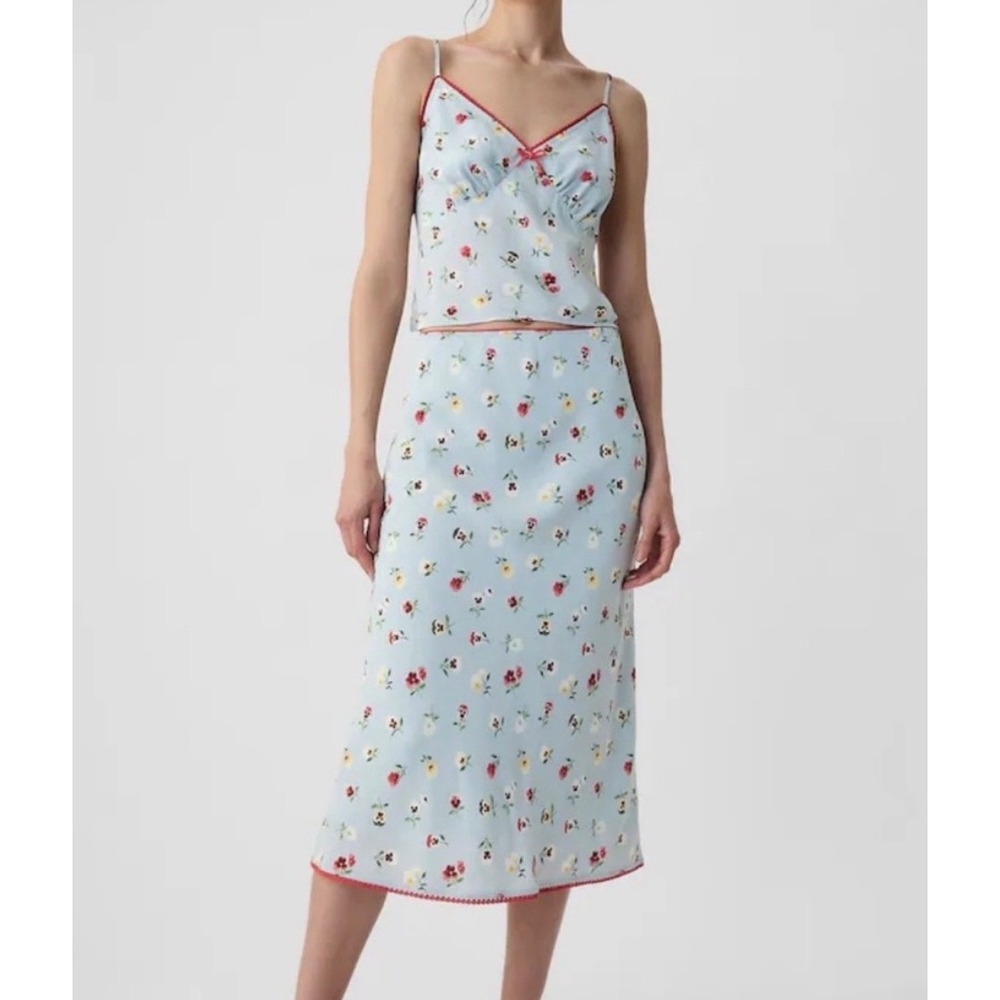 Gap x DOEN Top Skirt Set Floral Blue Small